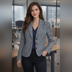 Appleseed's Wool Blend Multicolor Tweed Blazer Size 14